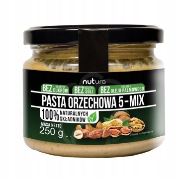 Nutura Pasta Orzechowa 5-MIX 250g