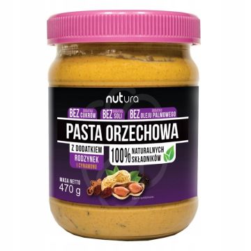 Nutura Pasta Orzechowa z Rodzynkami i Cynamonem 470g