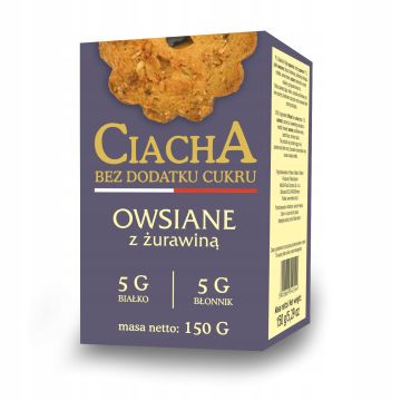 Malwa Ciacha Bez Cukru Owsiane z Żurawiną 150g