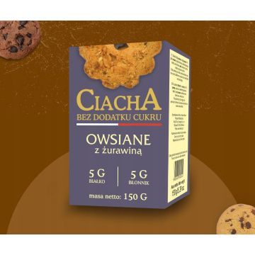 Malwa Ciacha Bez Cukru Owsiane z Żurawiną 150g